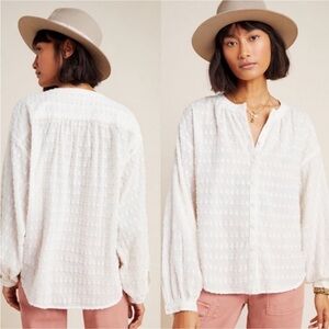 Anthropologie Pilcro Ivory Textured Button-Front Blouse